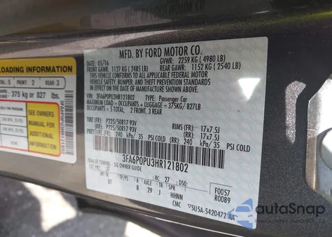 2017 Ford Fusion Energi Se Luxury z USA, uszkodzony, nr VIN 3FA6P0PU3HR121802